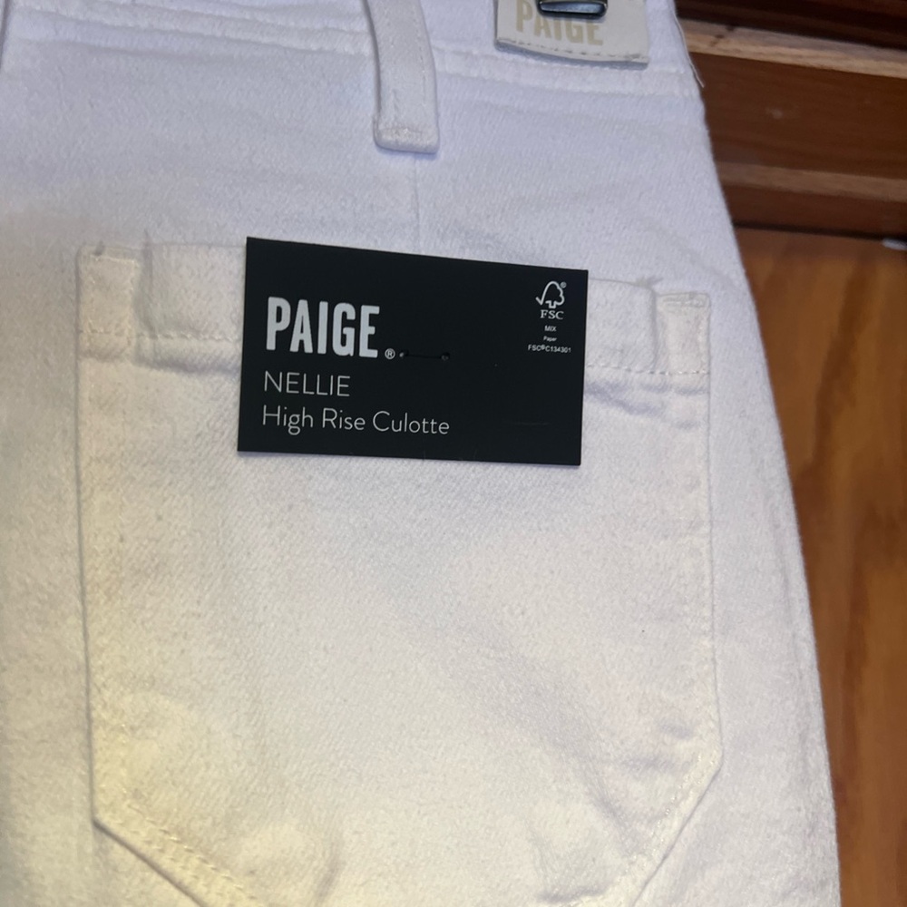 Paige Nellie High-Rise Culotte Jeans – Crisp White – Size 23 Clean Front New - Picture 6 of 6